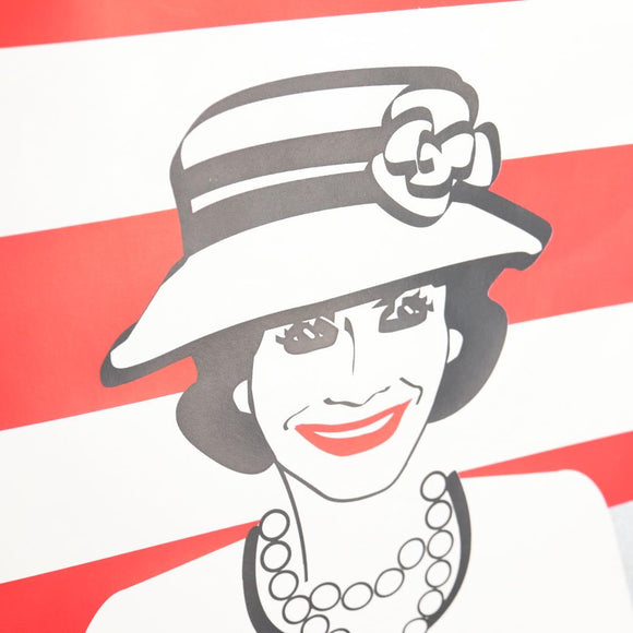 CHANEL Mademoiselle Choco Bar line Tote Bag Leather Red CC Auth 135950V