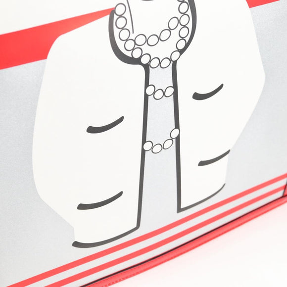 CHANEL Mademoiselle Choco Bar line Tote Bag Leather Red CC Auth 135950V