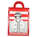 CHANEL Mademoiselle Choco Bar line Tote Bag Leather Red CC Auth 135950V-13