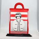 CHANEL Mademoiselle Choco Bar line Tote Bag Leather Red CC Auth 135950V-12