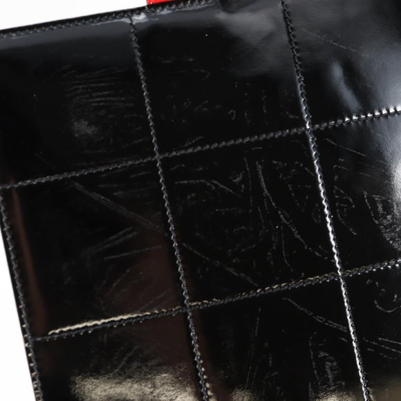 CHANEL Mademoiselle Choco Bar line Tote Bag Leather Red CC Auth 135950V