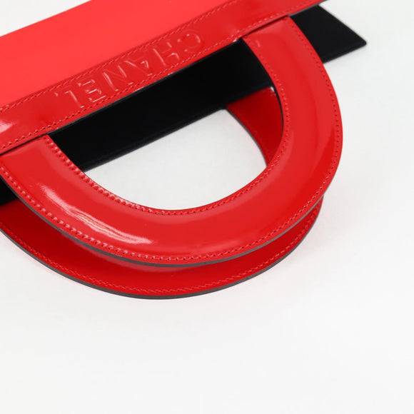 CHANEL Mademoiselle Choco Bar line Tote Bag Leather Red CC Auth 135950V