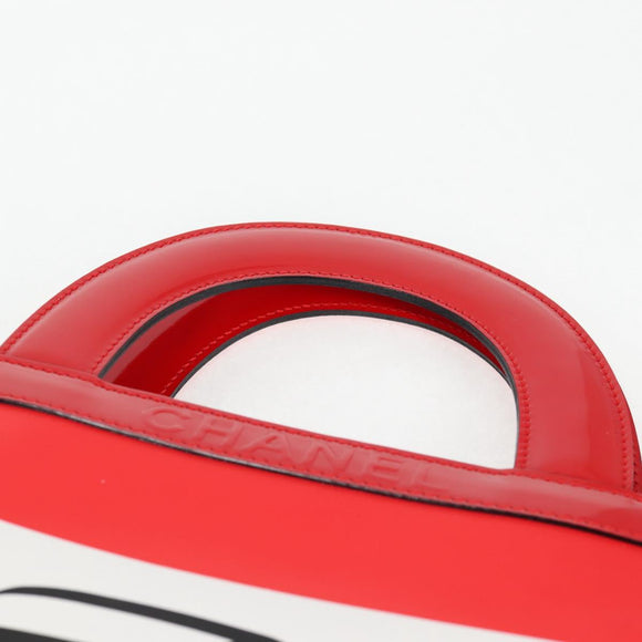 CHANEL Mademoiselle Choco Bar line Tote Bag Leather Red CC Auth 135950V