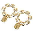 CHANEL COCO Mark Earring Metal Gold CC Auth 135951V-1
