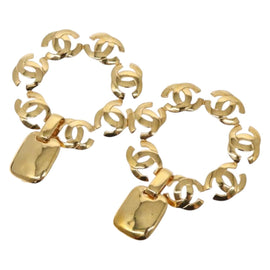 CHANEL COCO Mark Earring Metal Gold CC Auth 135951V