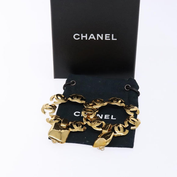 CHANEL COCO Mark Earring Metal Gold CC Auth 135951V