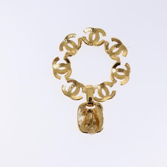 CHANEL COCO Mark Earring Metal Gold CC Auth 135951V