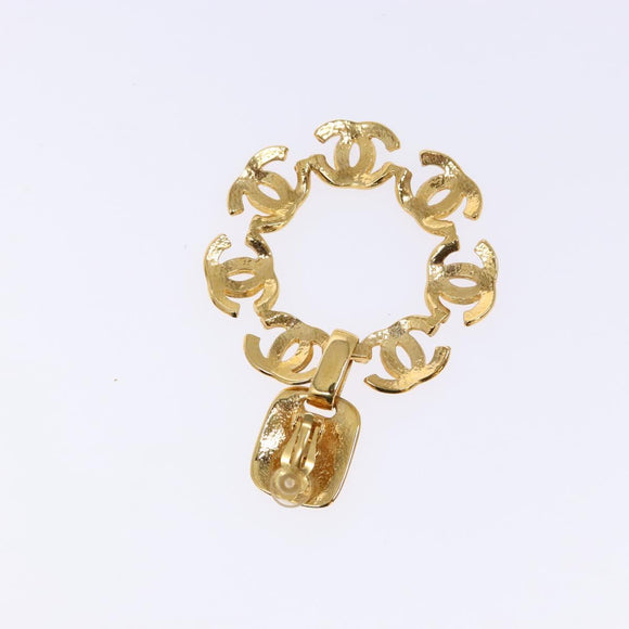 CHANEL COCO Mark Earring Metal Gold CC Auth 135951V