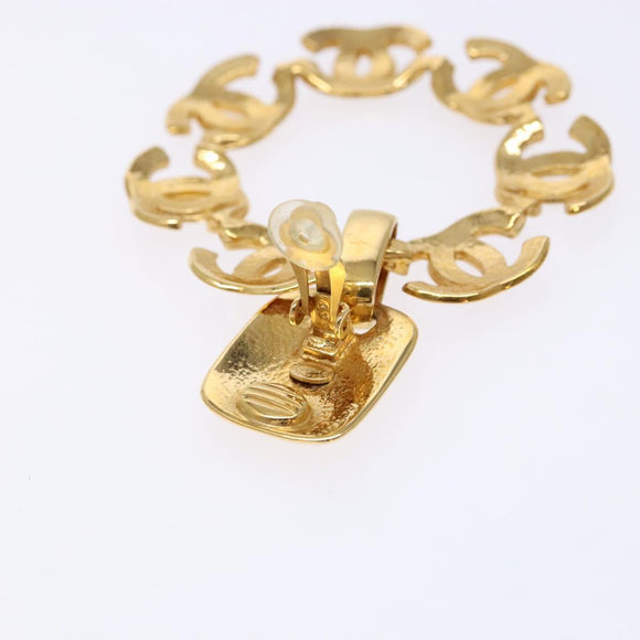 CHANEL COCO Mark Earring Metal Gold CC Auth 135951V