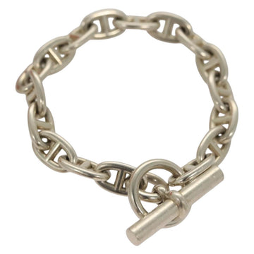 HERMES Chene Dunkle MM Bracelet Ag925 17 Links Silver Auth 135953V