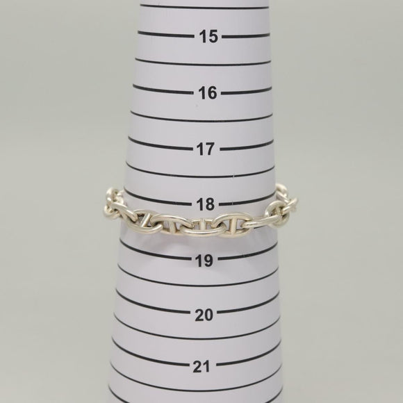 HERMES Chene Dunkle MM Bracelet Ag925 17 Links Silver Auth 135953V