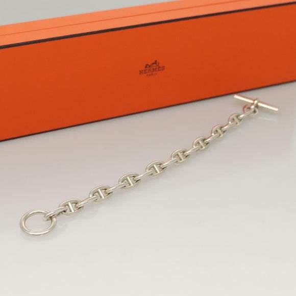 HERMES Chene Dunkle MM Bracelet Ag925 17 Links Silver Auth 135953V
