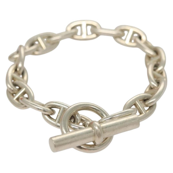 HERMES Chene Dunkle MM Bracelet Ag925 17 Links Silver Auth 135953V