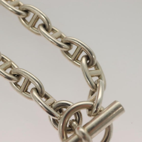 HERMES Chene Dunkle MM Bracelet Ag925 17 Links Silver Auth 135953V