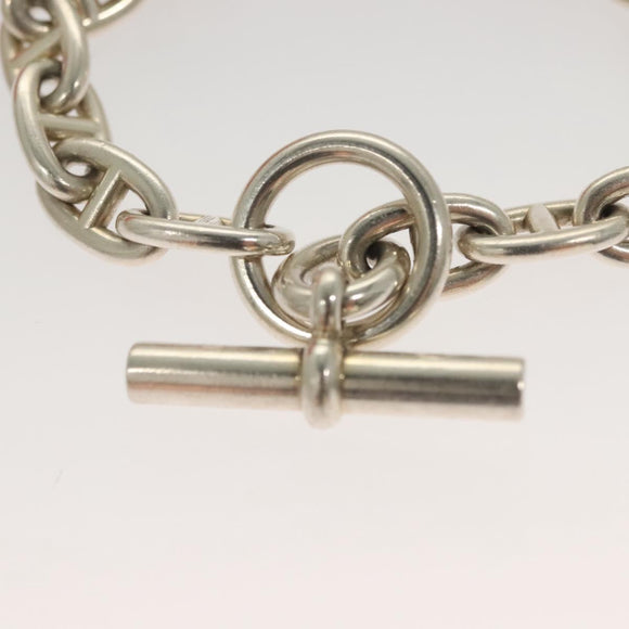 HERMES Chene Dunkle MM Bracelet Ag925 17 Links Silver Auth 135953V