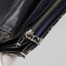 FENDI Zucchino Canvas Long Wallet Navy Silver Auth 135967-10