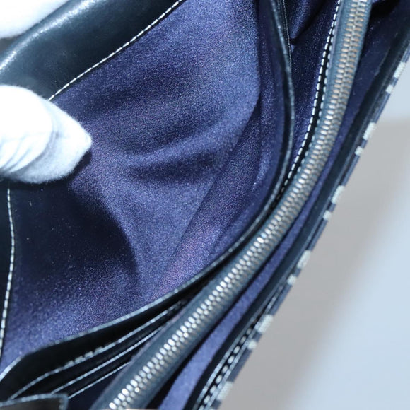 FENDI Zucchino Canvas Long Wallet Navy Silver Auth 135967