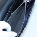 FENDI Zucchino Canvas Long Wallet Navy Silver Auth 135967-11