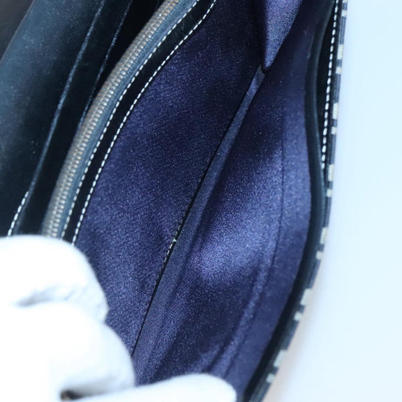 FENDI Zucchino Canvas Long Wallet Navy Silver Auth 135967