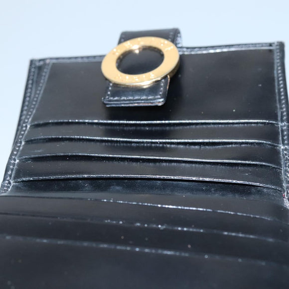 CELINE Compact Wallet Leather Black Auth 135968