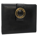 CELINE Compact Wallet Leather Black Auth 135968-1