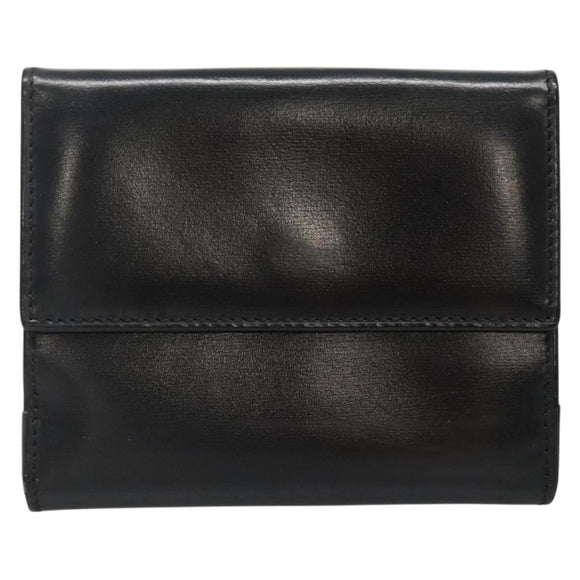 CELINE Compact Wallet Leather Black Auth 135968