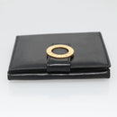CELINE Compact Wallet Leather Black Auth 135968-5