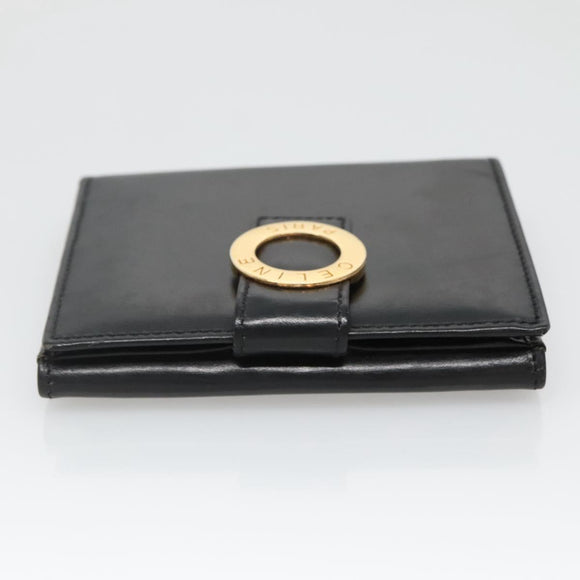 CELINE Compact Wallet Leather Black Auth 135968