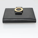 CELINE Compact Wallet Leather Black Auth 135968-6