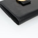 CELINE Compact Wallet Leather Black Auth 135968-14