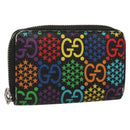 GUCCI GG Psychedelic Compact Wallet Black Silver 601095 Auth 135969-1