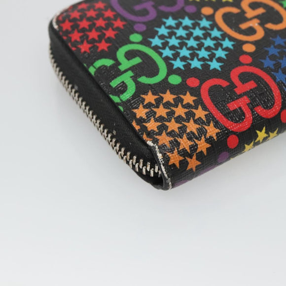 GUCCI GG Psychedelic Compact Wallet Black Silver 601095 Auth 135969