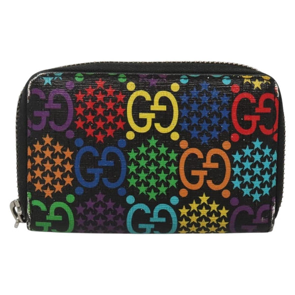 GUCCI GG Psychedelic Compact Wallet Black Silver 601095 Auth 135969