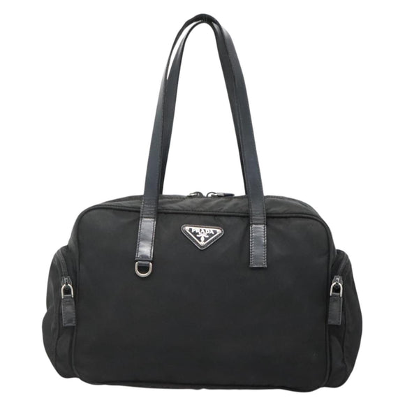 PRADA Shoulder Bag Nylon Black Silver Auth 135983
