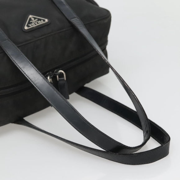PRADA Shoulder Bag Nylon Black Silver Auth 135983