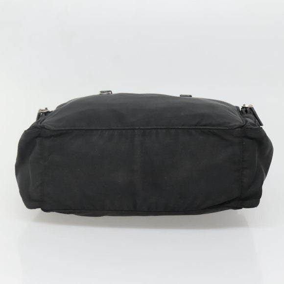 PRADA Shoulder Bag Nylon Black Silver Auth 135983