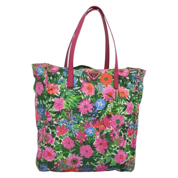 PRADA Tote Bag Nylon Multicolor Silver Auth 135984