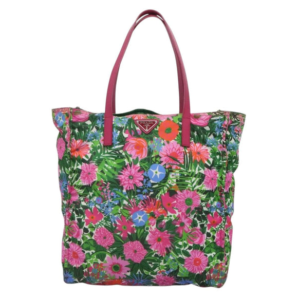 PRADA Tote Bag Nylon Multicolor Silver Auth 135984