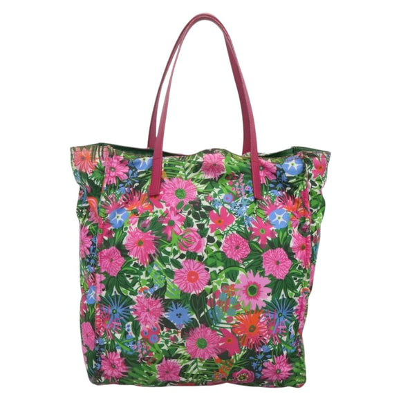 PRADA Tote Bag Nylon Multicolor Silver Auth 135984