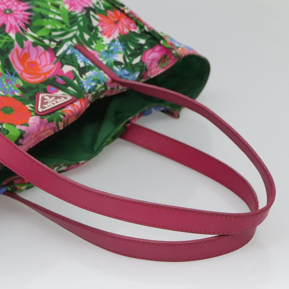 PRADA Tote Bag Nylon Multicolor Silver Auth 135984