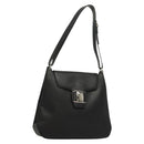 Salvatore Ferragamo Vala Shoulder Bag Enamel Black Gold Auth 135986-1
