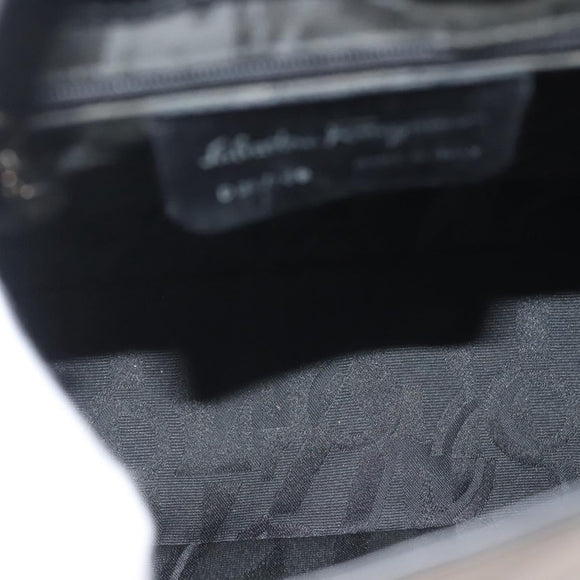 Salvatore Ferragamo Vala Shoulder Bag Enamel Black Gold Auth 135986