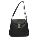 Salvatore Ferragamo Vala Shoulder Bag Enamel Black Gold Auth 135986-13