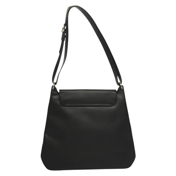 Salvatore Ferragamo Vala Shoulder Bag Enamel Black Gold Auth 135986