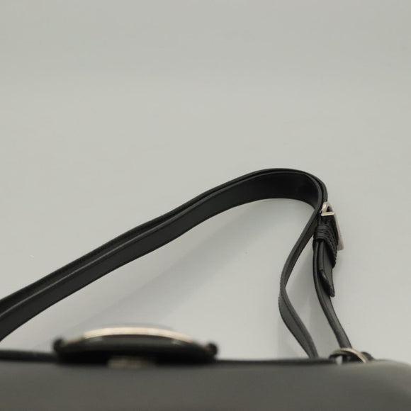 Salvatore Ferragamo Vala Shoulder Bag Enamel Black Gold Auth 135986