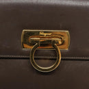 Salvatore Ferragamo Gancini Shoulder Bag Leather Brown Silver Auth 135987-17