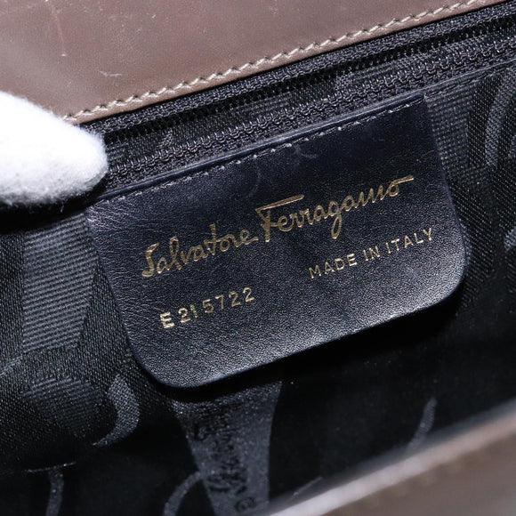 Salvatore Ferragamo Gancini Shoulder Bag Leather Brown Silver Auth 135987