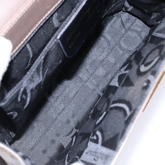 Salvatore Ferragamo Gancini Shoulder Bag Leather Brown Silver Auth 135987