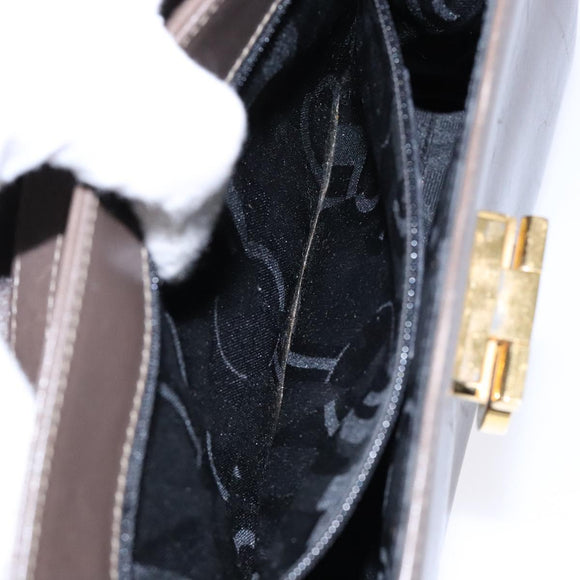 Salvatore Ferragamo Gancini Shoulder Bag Leather Brown Silver Auth 135987