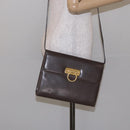 Salvatore Ferragamo Gancini Shoulder Bag Leather Brown Silver Auth 135987-22